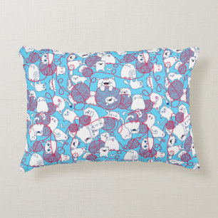 Blue Funny Niedlich Knitter Kitten Ball Dekokissen