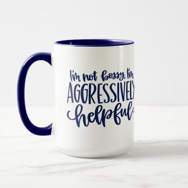 Blue Funny Not Bossy Tasse (Links)