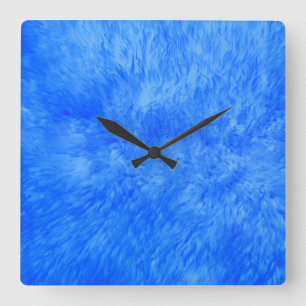 Blue Fur Frenzy Square Wall Clock Quadratische Wanduhr