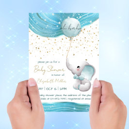 Blue Galaxy Inspiration Elephant Baby Boy Dusche Einladung