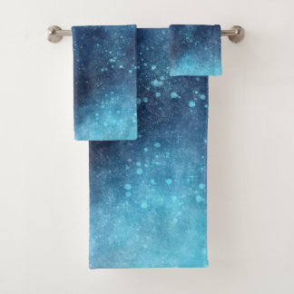 Blue Galaxy Sparkle Abstrakt Badhandtuch Set