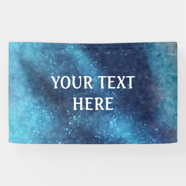 Blue Galaxy Sparkle Abstrakt Personalisiert Banner (Horizontal)