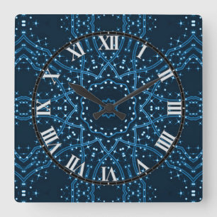 Blue Galaxy Stars Wall Clock Quadratische Wanduhr
