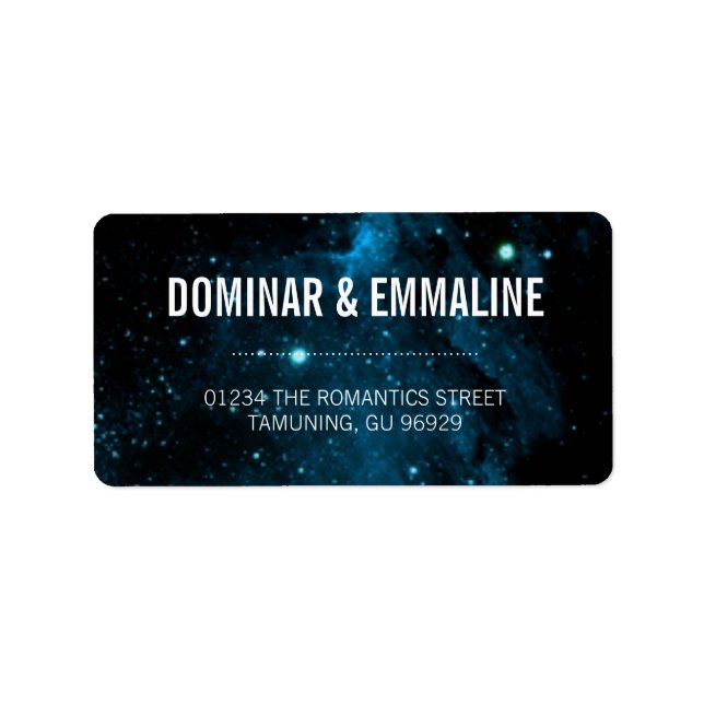 Blue Galaxy Wedding Address Labels Adressaufkleber (Vorne)