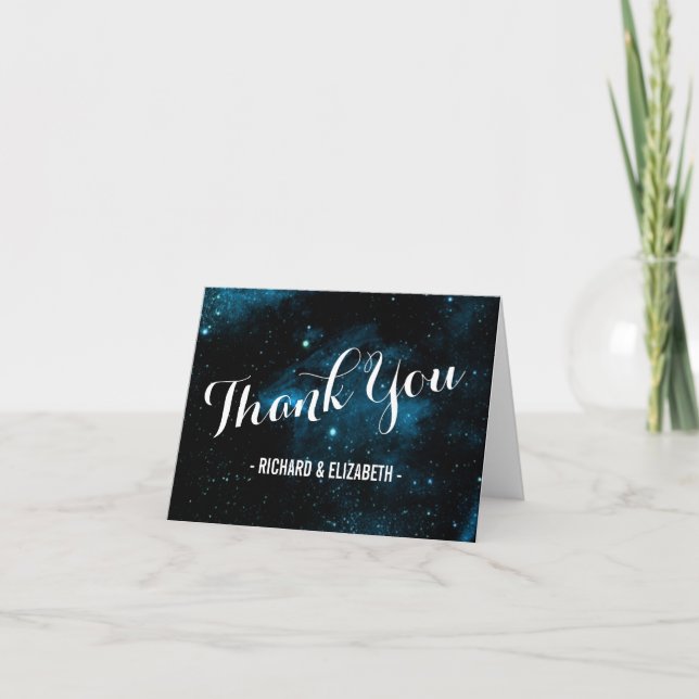 Blue Galaxy Wedding Danke Cards (Vorderseite)