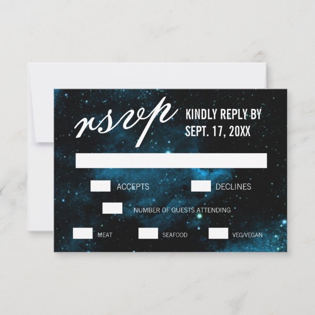 Blue Galaxy Wedding RSVP Cards Karte (Vorderseite)