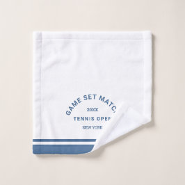 Blue Game Set Match Wappen Stripe Tennis Face Waschlappen