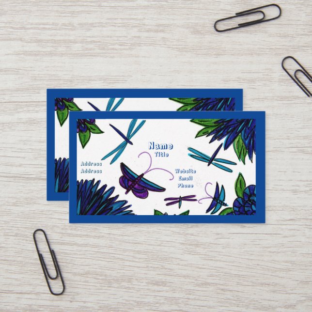 Blue Garden Business Cards Visitenkarte (Vorderseite/Rückseite Beispiel)