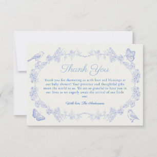 Blue Garden Chinoiserie Baby shower Carte de remer