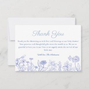 Blue Garden Chinoiserie Baby shower Carte de remer