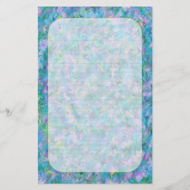 "Blue Garden" Feinseilkunst Briefpapier (Vorderseite)