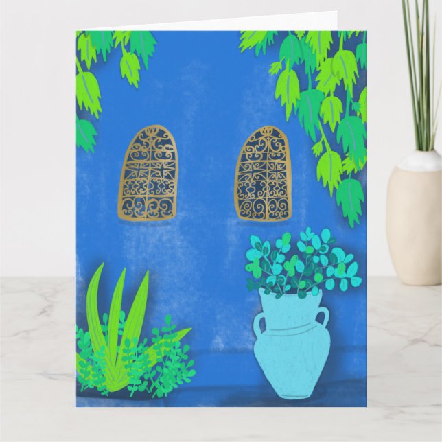 Blue Garden Wall Majorelle Jardin Marokko Karte (Vorderseite)