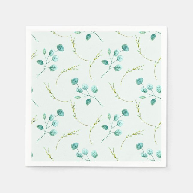 Blue Garden Watercolor Stems Wedding Serviette (Vorderseite)