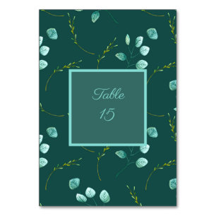 Blue Garden Watercolor Stems Wedding Tischnummer