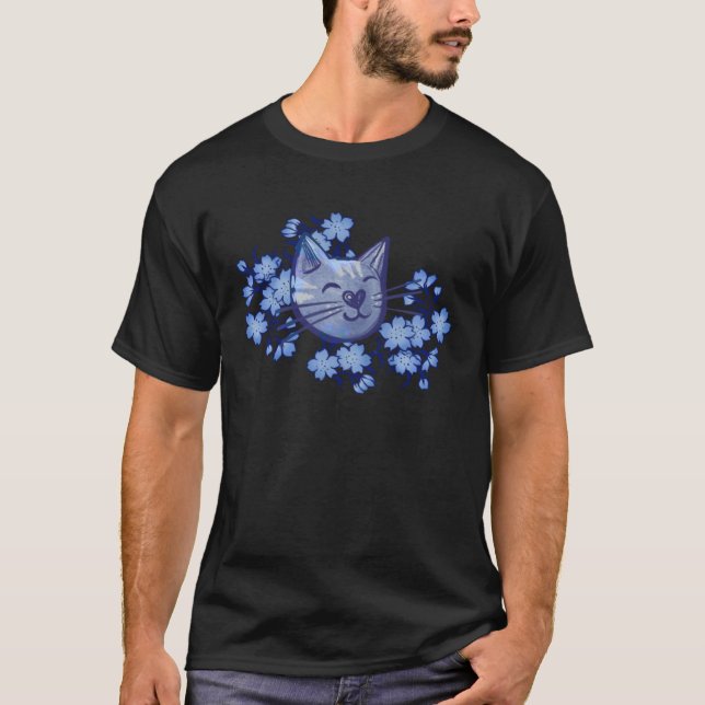 Blue Gardening Cats T-Shirt (Vorderseite)