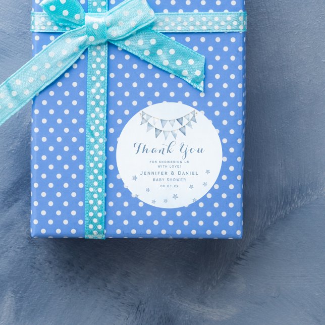 Blue Garland Vielen Dank Baby Dusche Runder Aufkleber (Von Creator hochgeladen)