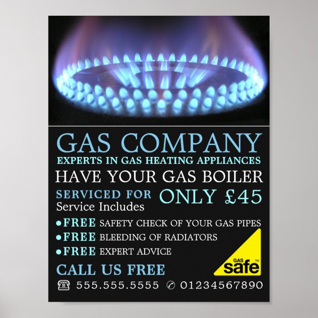Blue Gas Ring, Gasingenieur & Lieferantenwerbung Poster (Vorne)