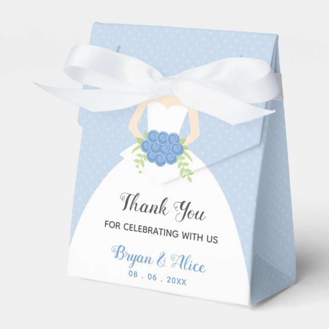 Blue Gastgeschenk Hochzeit Boxes (Bridal Gown) Geschenkschachtel (Vorderseite)