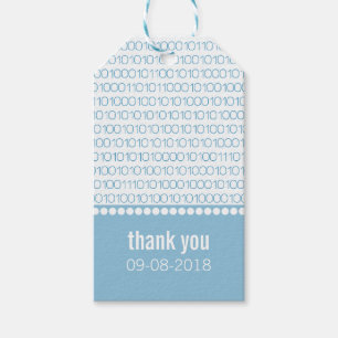 Blue Geek Chic Binary Code Geschenktasten Geschenkanhänger