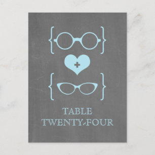 Blue Geeky Glasses Chalkboard Table Postkarte