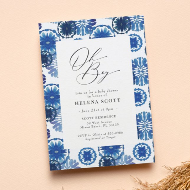 Blue Gefärbte Krawatte Festival Baby Dusche Einladung (Von Creator hochgeladen)