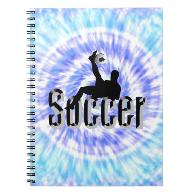 Blue Gefärbte Krawatte Soccer Design, Notebook Notizblock (Vorderseite)