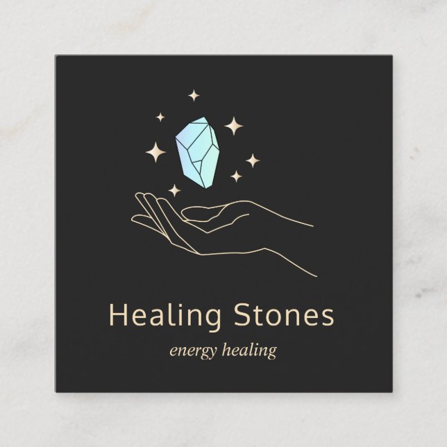 Blue Gemstone Energy Crystal Healer Quadratische Visitenkarte (Vorderseite)