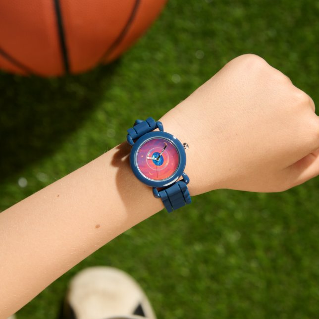 Blue Gemstone Sunset – Spiritual Nature Art Watch Armbanduhr (Handgelenk)