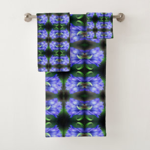 Blue Gentian Blume Abstrakt Art Badhandtuch Set