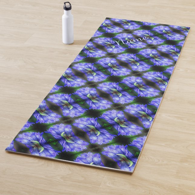 Blue Gentian Blume Abstrakt Personalisiert Yogamatte (Beispiel)
