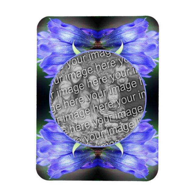 Blue Gentian Blume Frame Ihr eigenes Foto hinzufüg Magnet (Vertikal)