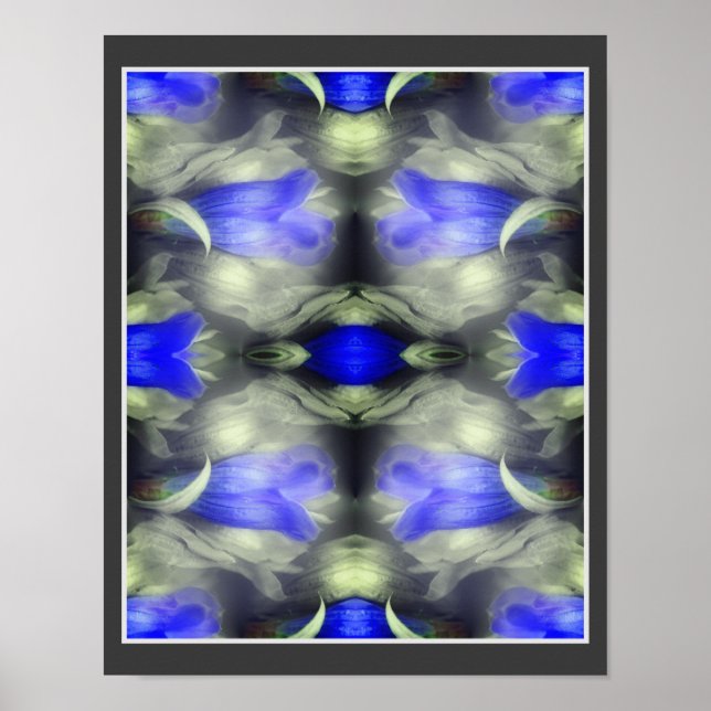 Blue Gentian Blume Multiplizierte Abstrakte Natur Poster (Vorne)