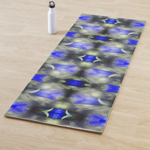 Blue Gentian Blume Multiplizierte Abstrakte Natur Yogamatte