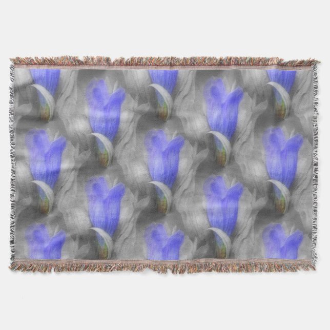 Blue Gentian Blume Nature Art Pattern Decke (Vorderseite)