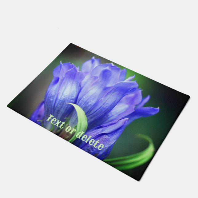 Blue Gentian Blume Personalisiert Fußmatte (Schrägansicht)