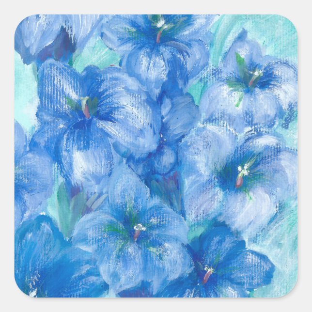 Blue Gentian Blume Quadratischer Aufkleber (Vorderseite)