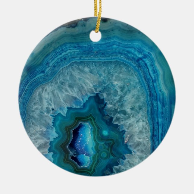 Blue Geode Rock Mineral Agate Crystal Image Keramik Ornament (Vorne)
