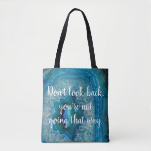 Blue Geode Rock Mineral Agate Crystal Zitat kunden Tasche