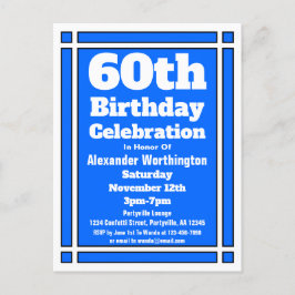 Blue Geometric Birthday Einladung Postkarte