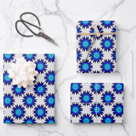 Blue Geometric Geschenkpapier Set