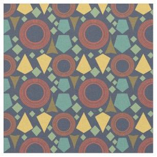 Blue Geometric Mitte Century Stoff