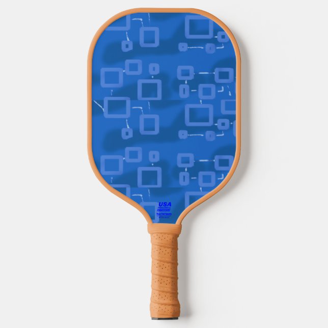 Blue Geometric Modern Sleek Pickleball Schläger (Vorderseite)