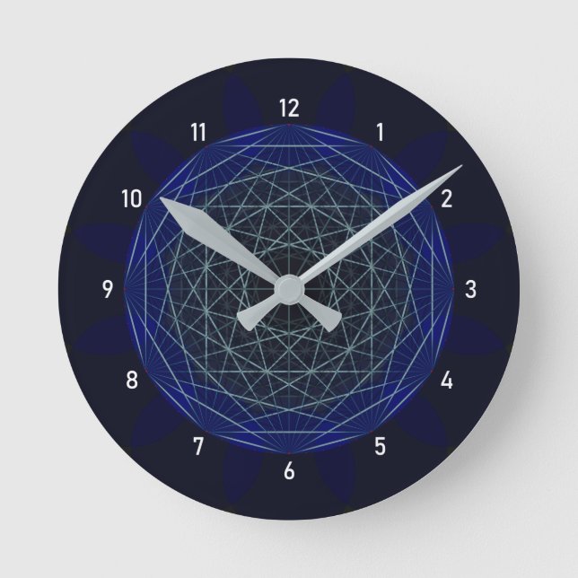 Blue Geometric Moirè Uhr (Vorderseite)