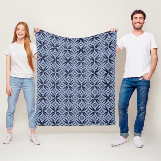 Blue Geometric Pattern Retro Style Fleecedecke (Beispiel)