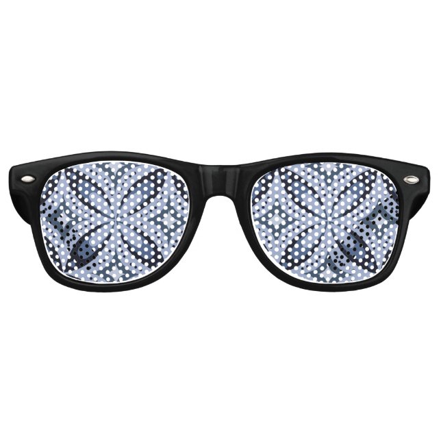 Blue Geometric Pattern Retro Style Partybrille (Vorderseite)