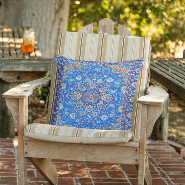 Blue Geometric Persian Kilim Patio Kissen (Stuhl )