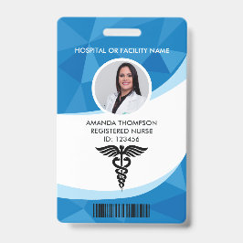 Blue Geometric Registered Nurse Foto ID Ausweis