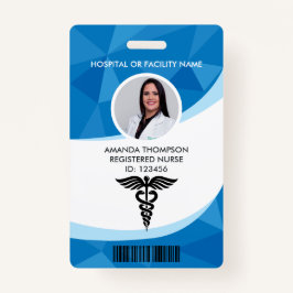 Blue Geometric Registered Nurse Foto ID Ausweis