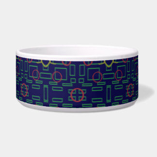 Blue Geometric Squares Keramik Pet Bowl Napf