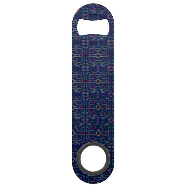 Blue Geometric Stainless Steel Flaschenöffner (Vorderseite)